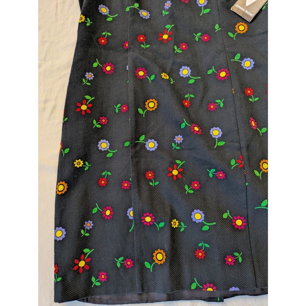Vintage 90s Y2K Donna Ricco Retro Floral Sheath Dress Daisy Keyhole Back 12 HTF - Picture 2 of 13